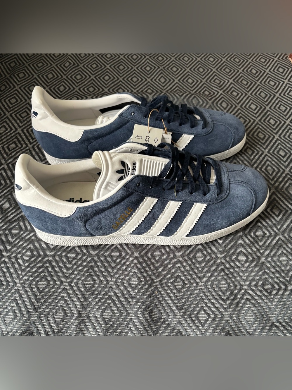 adidas Navy Suede Sneakers with White Stripes “ no box”